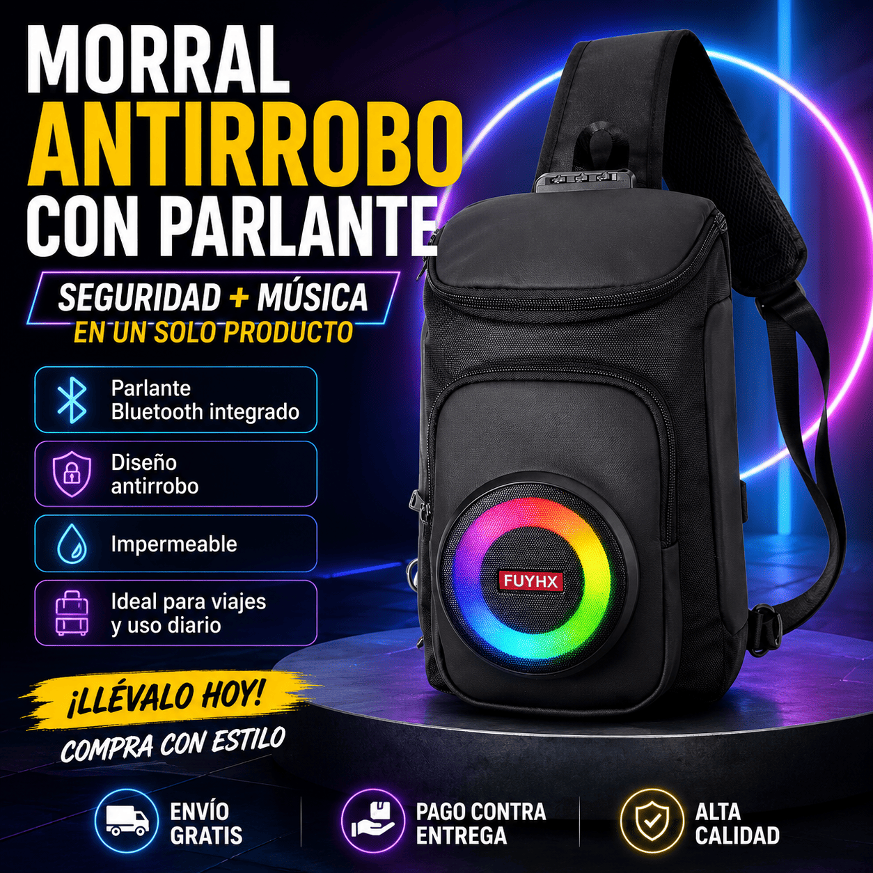 Morral Antirrobo con Parlante