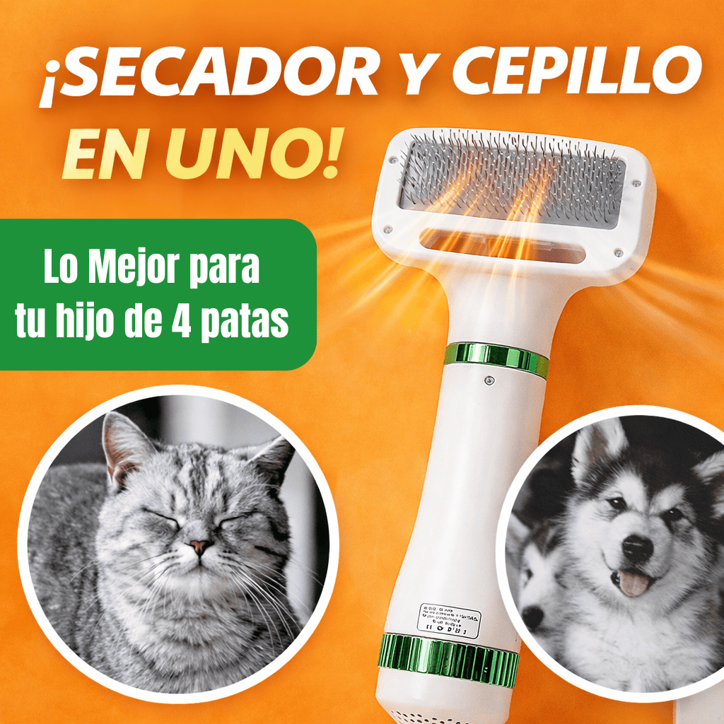 Cepillo Secador para Mascotas 2 en 1