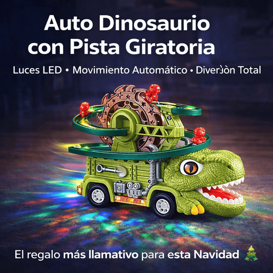 Auto Dinosaurio con Pista Giratoria y Luces LED