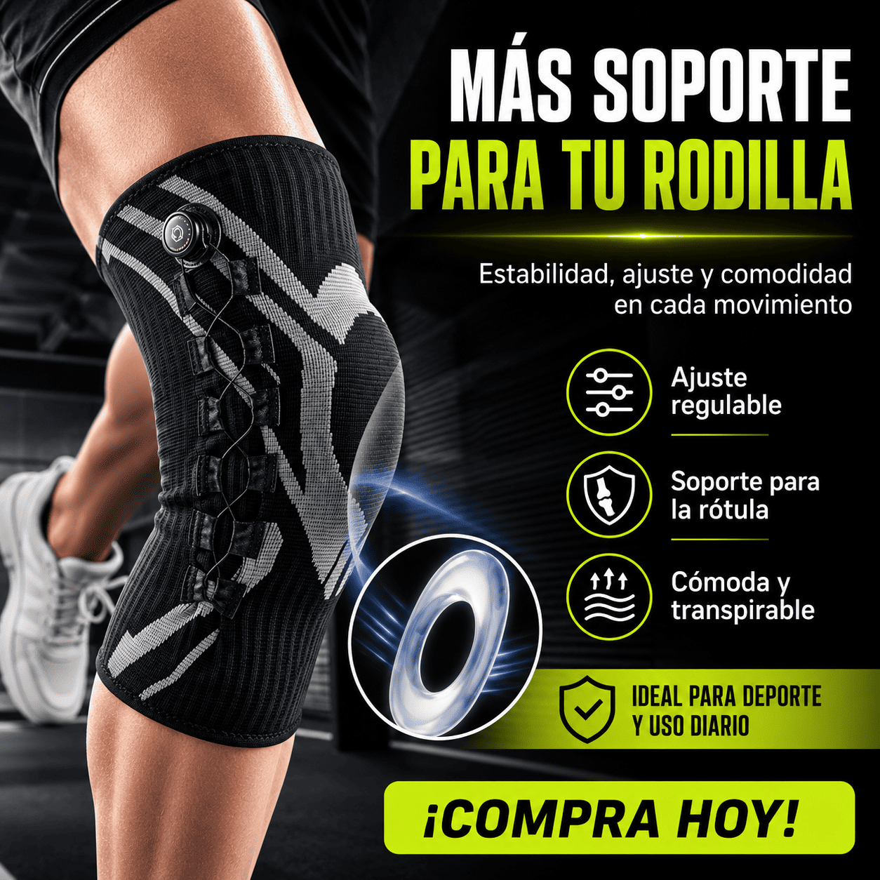 Rodillera de Compresión Ajustable con Almohadilla